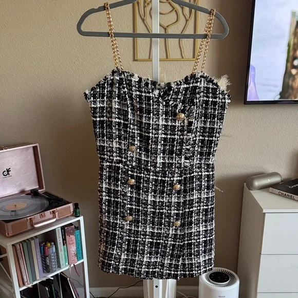 Bebe Black and White Tweed Romper - Picture 1 of 1